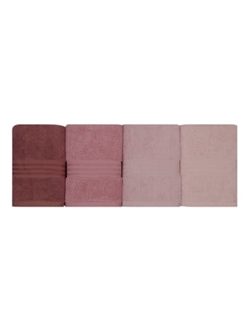 Colourful Cotton 4-delige set: gastendoeken "Rainbow" lichtroze/crème