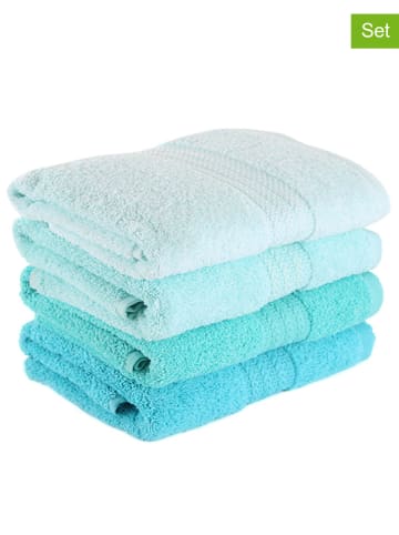 Sweet Home 4-delige set: hand-/douchehanddoeken "Rainbow" turquoise