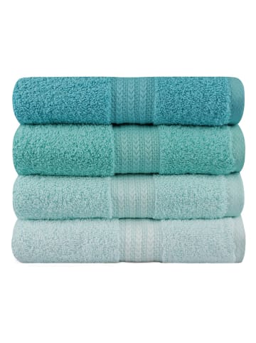 Colourful Cotton 4-delige set: badhanddoeken "Rainbow" turquoise