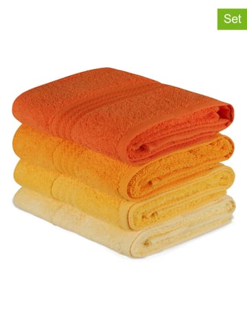 Colourful Cotton 4-delige set: gastendoeken "Rainbow" geel/oranje