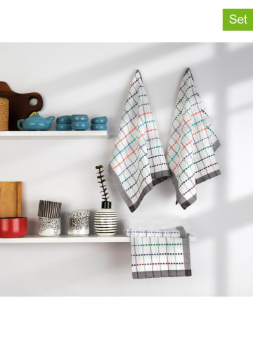 Colourful Cotton Ściereczki (4 szt.) w kolorze białym ze wzorem do naczyń