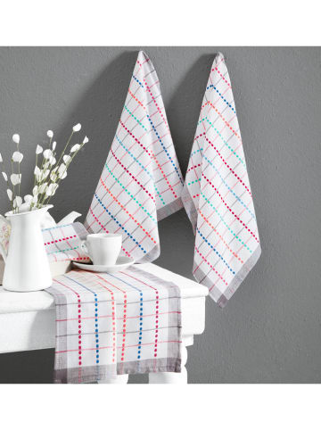 Colourful Cotton Ściereczki (4 szt.) w kolorze białym ze wzorem do naczyń