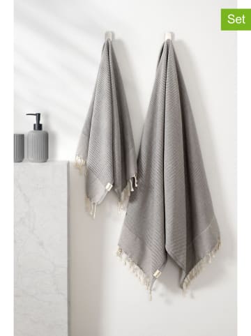 Colourful Cotton 2tlg. Handtuch-Set "Retro" in Anthrazit