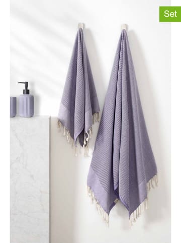 Colourful Cotton 2-częściowy zestaw ręczników "Retro" w kolorze fioletowym