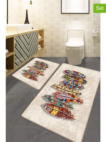 Colourful Cotton 2er-Set: Badvorleger in Creme/ Bunt