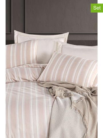 Colourful Cotton Bettwäsche-Set "Soft Line" in Weiß/ Beige