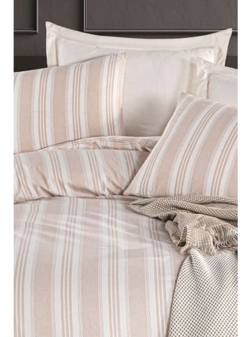 Colourful Cotton Beddengoedset "Soft Line" wit/beige