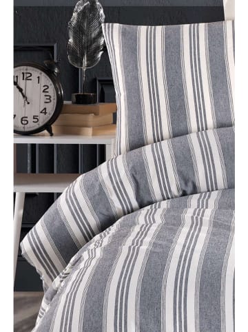 Colourful Cotton Komplet pościeli "Soft Line" w kolorze biało-granatowym