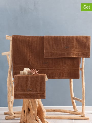 Colorful Cotton 3-częściowy zestaw ręczników "Wellness" w kolorze jasnobrązowym