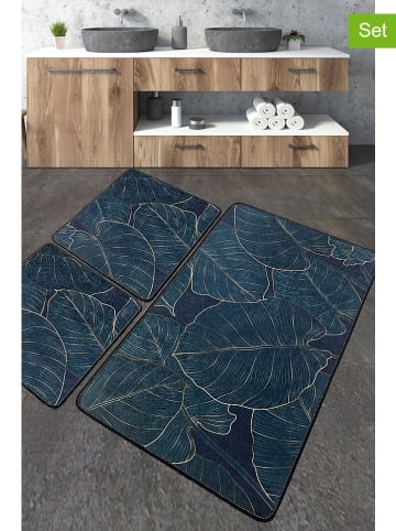 Colourful Cotton 3er-Set: Badvorleger in Dunkelgrün