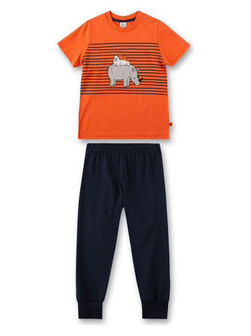 Sanetta Pyjama in Orange/ Schwarz