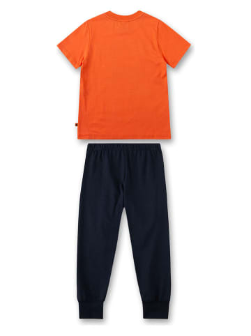 Sanetta Pyjama in Orange/ Schwarz