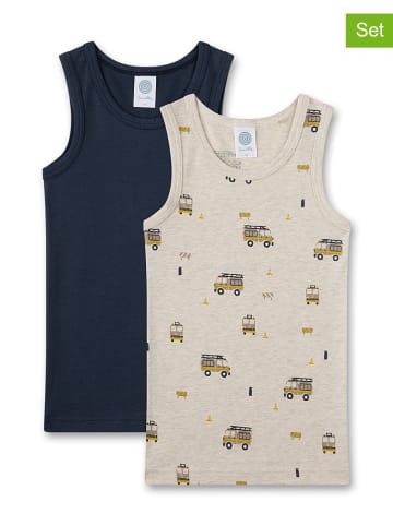 Sanetta 2-delige set: hemdjes donkerblauw/beige