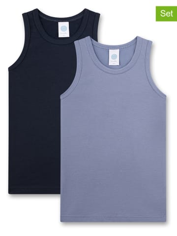 Sanetta 2-delige set: hemdjes donkerblauw/lichtblauw