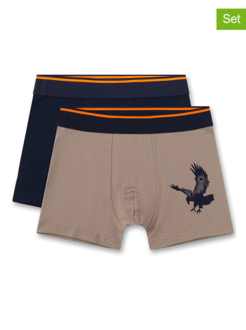 Sanetta 2-delige set: boxershorts lichtbruin/donkerblauw