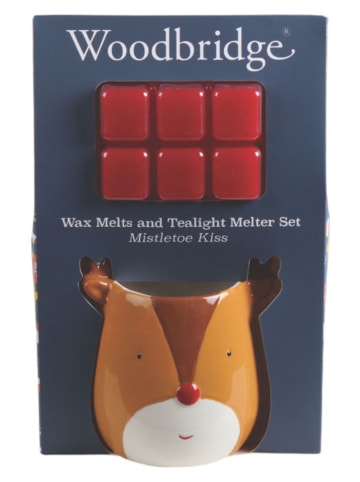 Woodbridge 2tlg. Set: Duftwachs & Duftlampe in Rot/ Hellbraun
