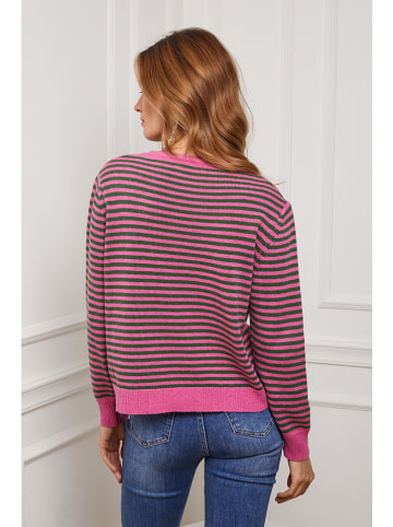 So Cachemire Pullover "Astrobal" in Pink/ Dunkelgrün