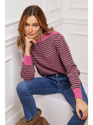 So Cachemire Pullover "Astrobal" in Pink/ Dunkelgrün