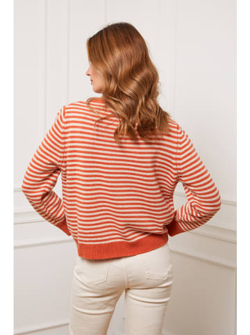 So Cachemire Pullover "Astrobal" in Orange/ Weiß