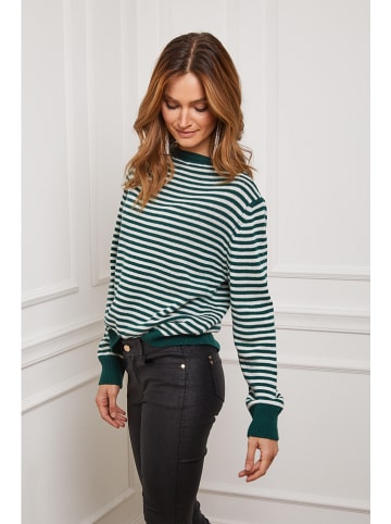 So Cachemire Sweter "Astrobal" w kolorze ciemnozielono-białym