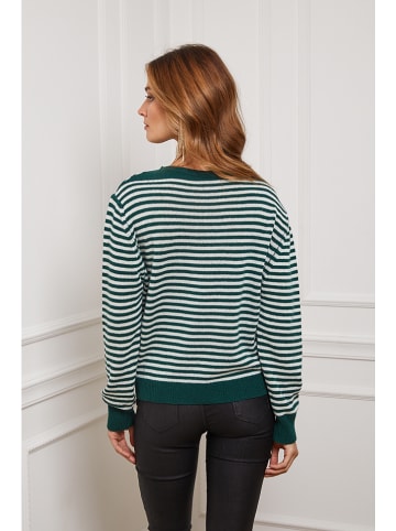 So Cachemire Pullover "Astrobal" in Dunkelgrün/ Weiß