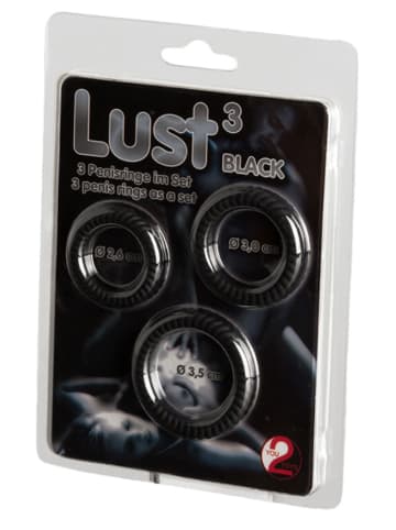 Orion 3-delige set: penisringen "Lust³" zwart