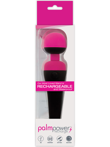 Orion Massagestab "Palm Power Recharge" in Schwarz/ Pink - (L)19,5 cm