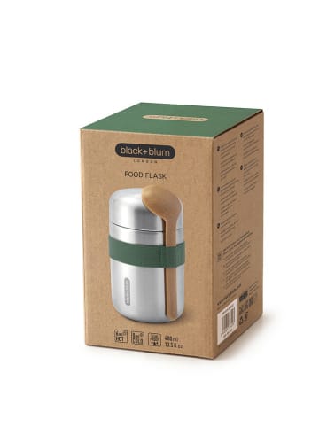 Black+Blum Kubek termiczny "Food Flask" w kolorze srebrno-zielonym na lunch - 400 ml