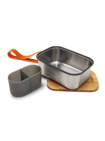 Black+Blum Lunchbox zilverkleurig/lichtbruin/oranje - (B)19 x (H)8 x (D)13 cm