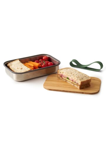 Black+Blum Śniadaniówka w kolorze srebrno-jasnobrązowo-zielonym - 22 x 5 x 14,5 cm