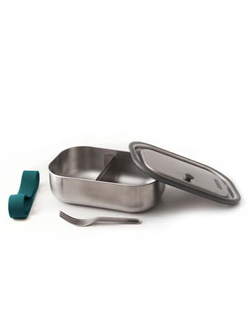 Black+Blum Lunchbox zilverkleurig/turquoise - (B)20 x (H)6,5 x (D)15 cm