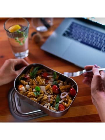 Black+Blum Lunchbox in Silber/ Türkis - (B)20 x (H)6,5 x (T)15 cm