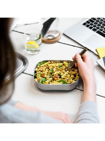 Black+Blum Lunchbox in Silber/ Orange - (B)17,5 x (H)5,5 x (T)13 cm