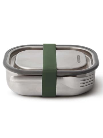 Black+Blum Lunchbox zilverkleurig/groen - (B)17,5 x (H)5,5 x (D)13 cm