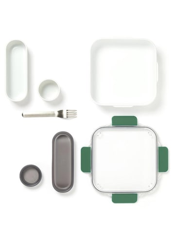 Black+Blum Lunchbox wit/groen - (B)20 x (H)5,5 x (D)20 cm