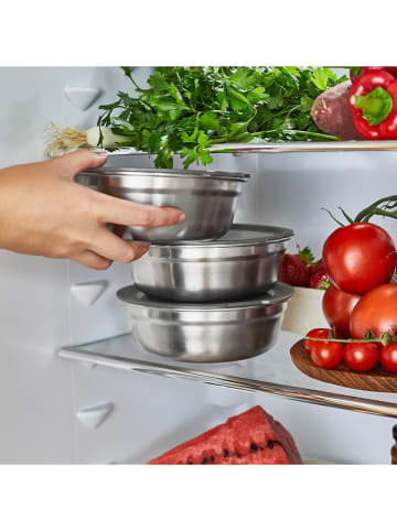 Black+Blum 3-in-1 lunchbox zilverkleurig - (B)16,5 x (H)8 x (D)17 cm