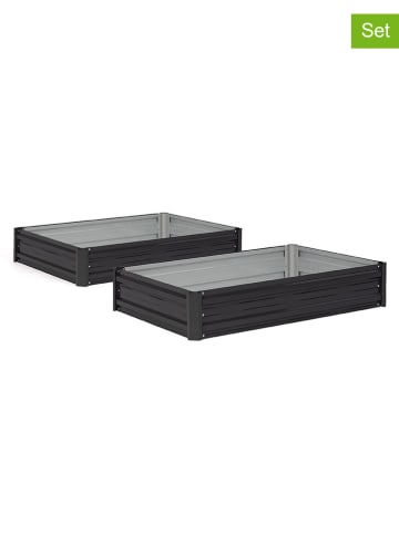 Inkazen 2er-Set: Gemüsegärten in Schwarz - (L)118 x (B)80 x (H)20 cm