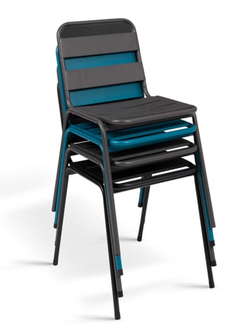 Inkazen 6er-Set: Gartenstühle in Blau/ Grau/ Schwarz - (B)44 x (H)76 x (T)45 cm