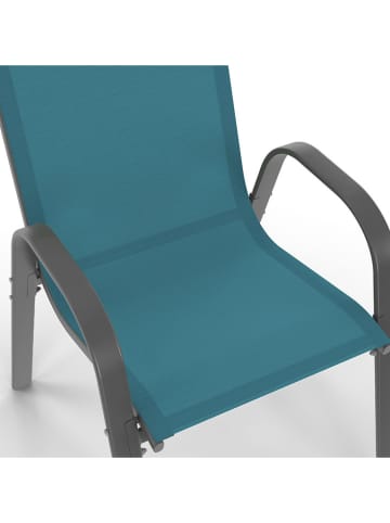 Inkazen 6-delige set: tuinstoelen blauw/grijs/zwart - (B)51,5 x (H)84 x (D)68 cm