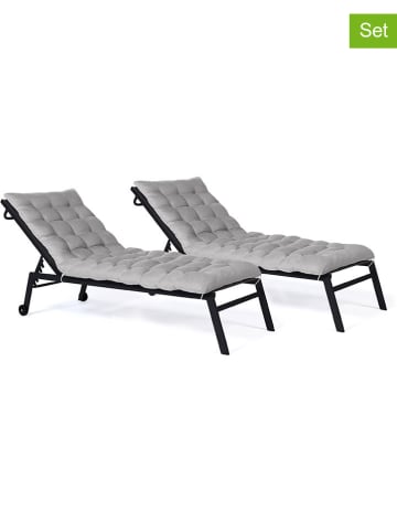 Inkazen 2er-Set: Liegestuhlauflagen in Grau - (L)180 x (B)52 cm