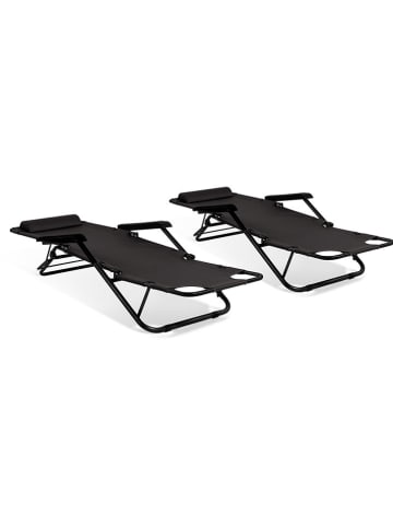 Inkazen 2-delige set: ligstoelen zwart - (B)145 x (H)86 x (D)61 cm