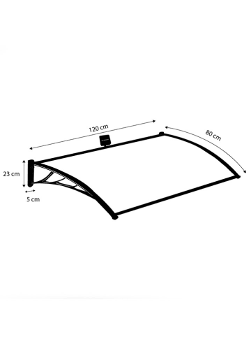 Inkazen Ledsolar markies zonnescherm transparant/zwart - (B)120 x (H)23 x (D)80 cm