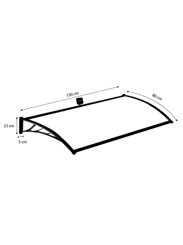 Inkazen Ledsolar markies zonnescherm transparant/zwart - (B)150 x (H)23 x (D)80 cm