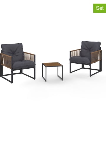 Inkazen 3-delige tuinmeubelset grijs/lichtbruin