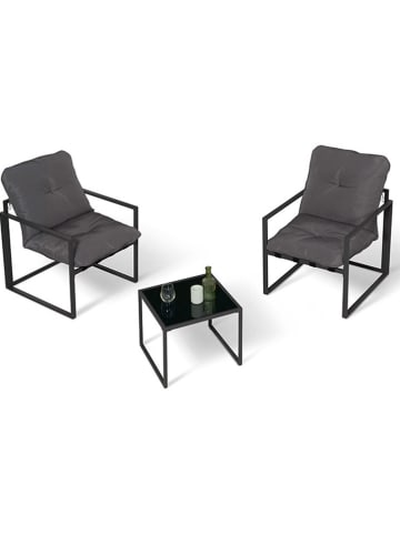 Inkazen 3-częściowy zestaw mebli ogrodowych w kolorze antracytowo-czarnym