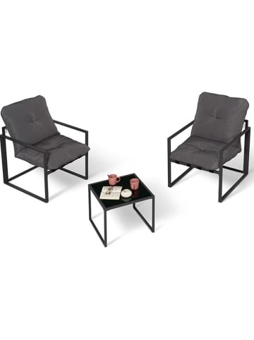 Inkazen 3-delige tuinmeubelset antraciet/zwart