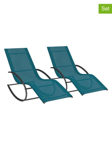 Inkazen 2-delige set: tuinligstoelen tuquoise - (B)154 x (H)85 x (D)59 cm