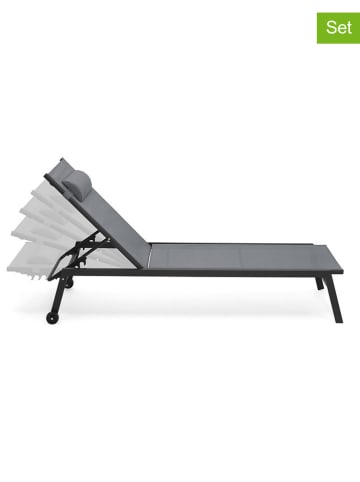 Inkazen 2er-Set: Gartenliegen in Anthrazit - (L)191,5 x (B)55 x (H)31 cm