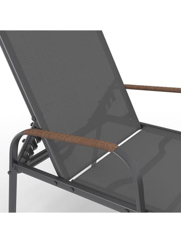 Inkazen 2-delige set: tuinligstoelen grijs - (L)185 x (B)57 x (H)32 cm