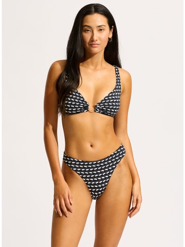 Seafolly Bikini-Oberteil in Dunkelblau/ Weiß